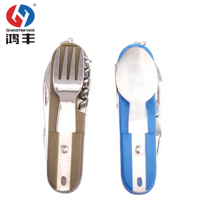 9 in 1 Multi Functional Tool Camping Picnic Cutlery Folding Spoon Fork Knife Set