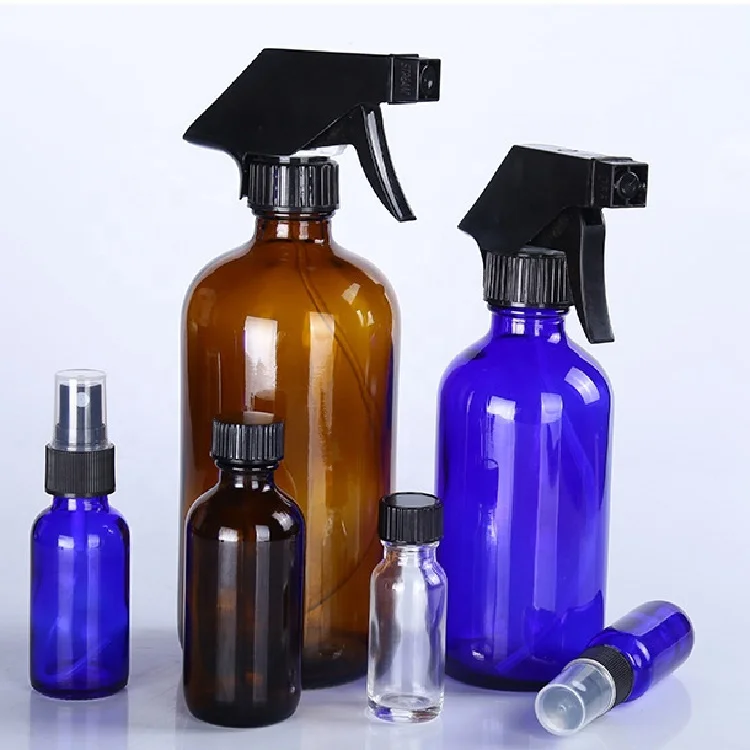 Бостонская бутылка из янтарного стекла с распылителем, 120 мл
