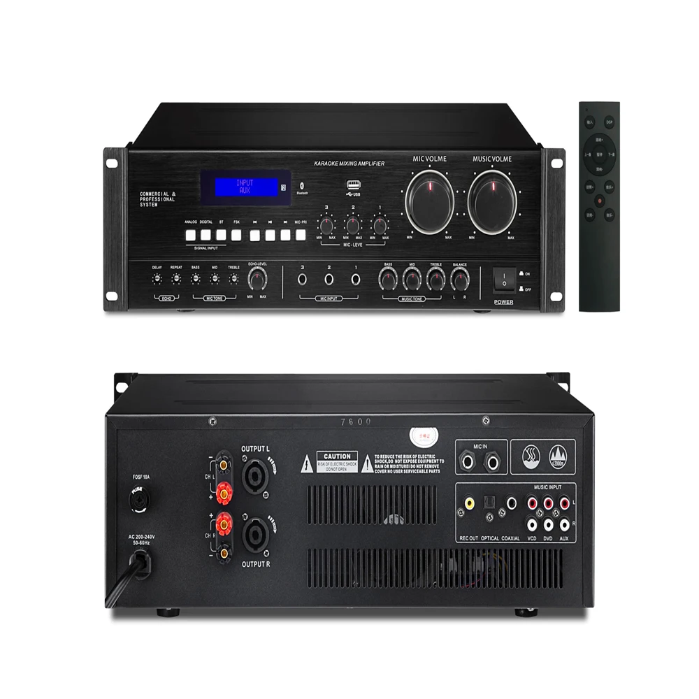 400W Amplifier Audio Stereo Power bluetooth Home Theater Amplifiers With Anti-howling Professional Wireless Microphone