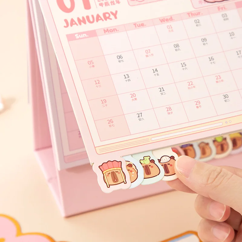 Simno 2025 Feature Kawaii Animals Monthly Yearly Desktop Calendar Planner