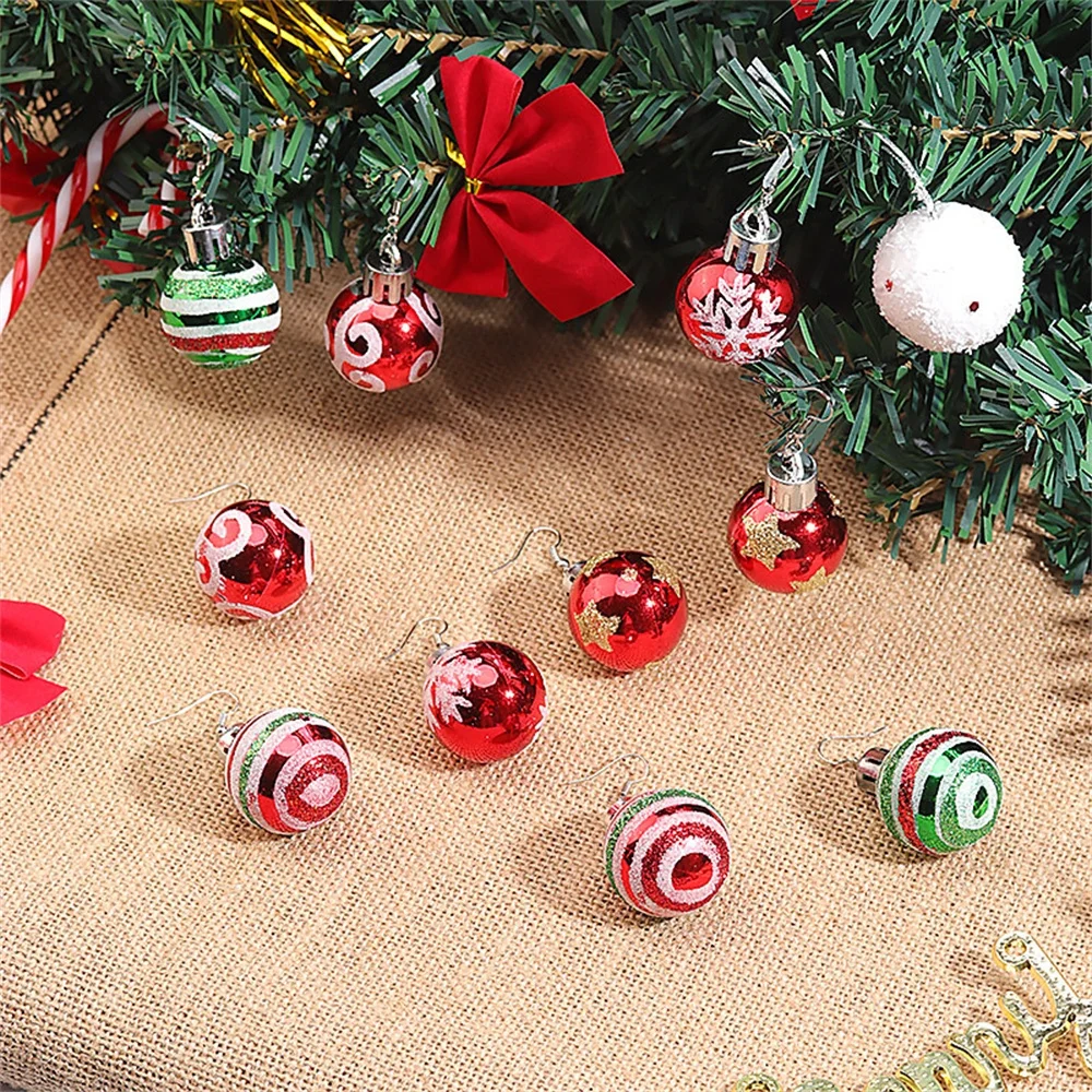 DIY Wholesale Jewelri Earrings Fashion Christmas Plastic Ball Earrings Christmas Presents Alloy Color Earrings Fashion Jewelry
