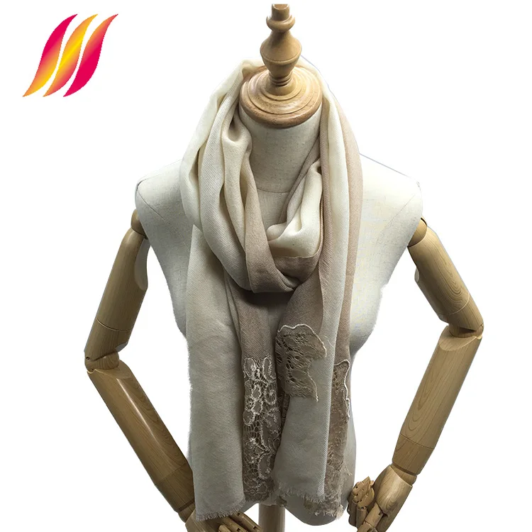 Women Fashion Wool Embroidery Scarf Solid Color with low MOQ and low price