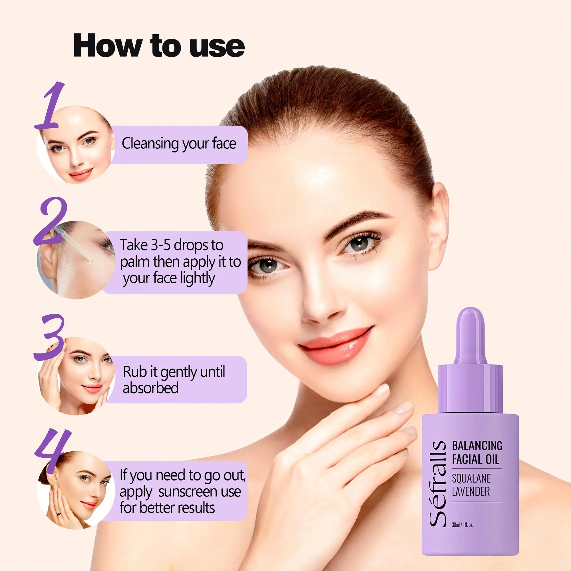 Wholesale custom private label Lavender Essential Facial Oil Soothing Plant Extract Massage Moisturizing Skincare Serum 30ml