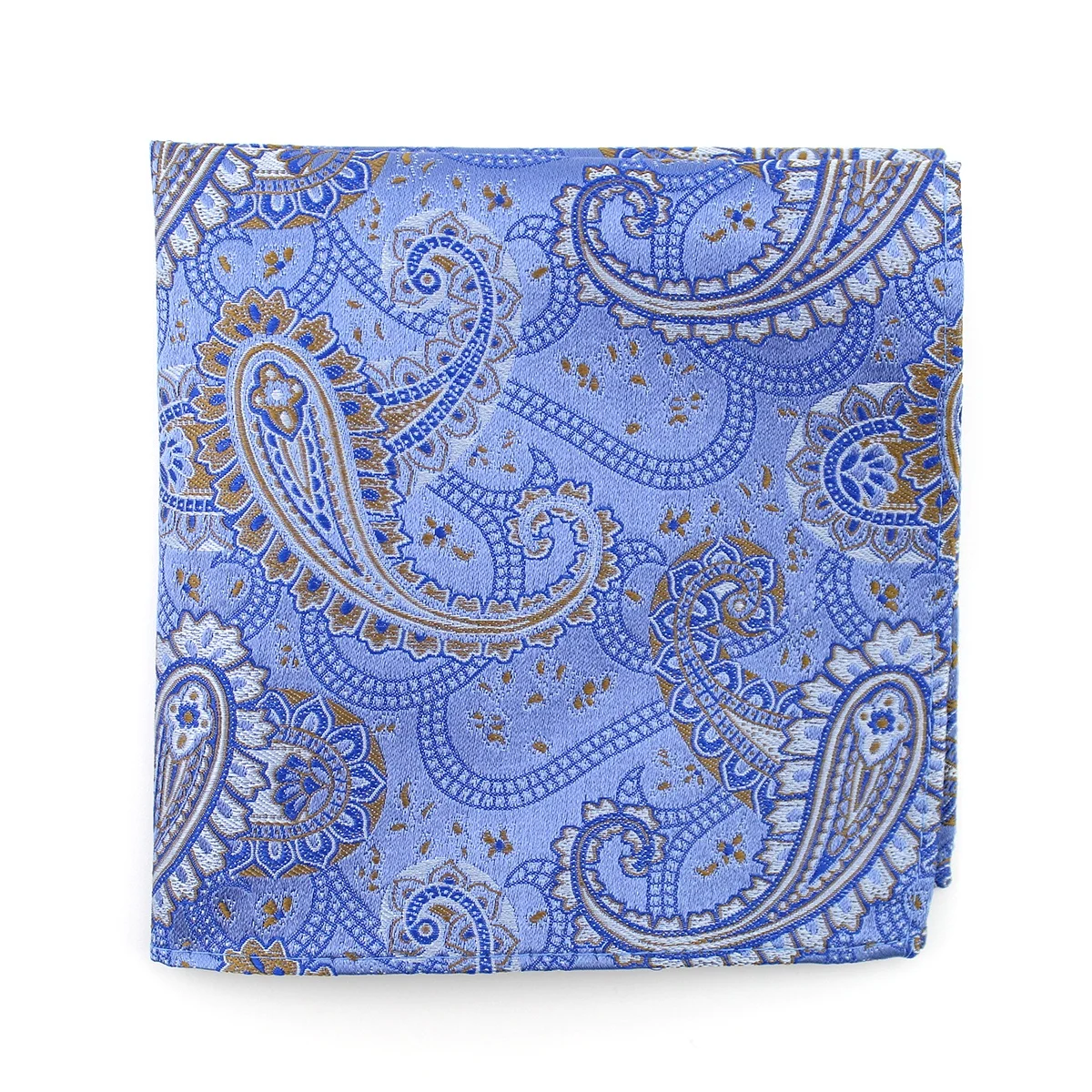 Wholesale Best Gift Novelty Fashion Style Elegant Jacquard Custom Paisley Blue Handkerchief Hand Made 100% Silk Pocket Square