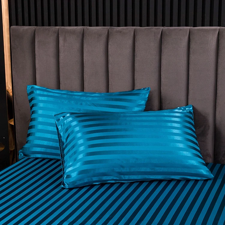 AMZ Hot Sale Textured Satin Throw Pillow Cover Solid color Striped Patterned Satin Silk Pillow Case Pillow Cover