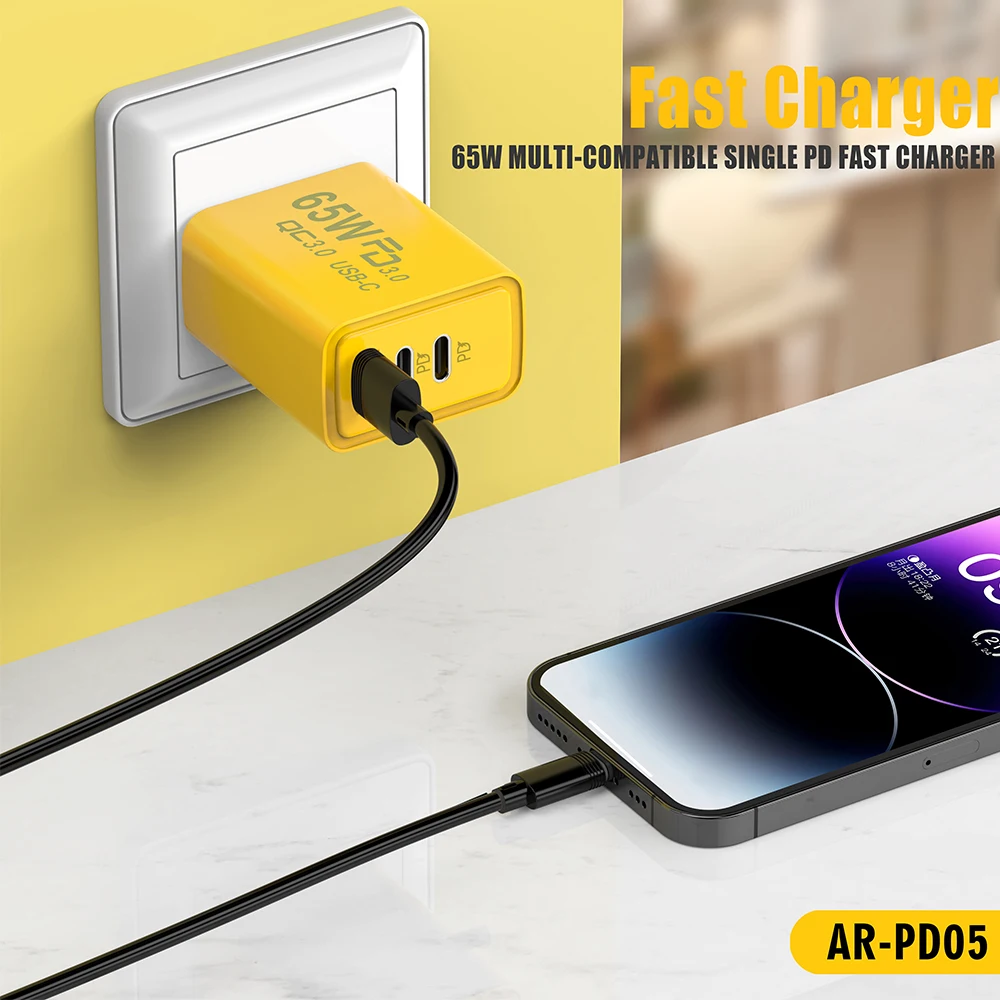 Universal PD 65w USB Type C Power Adapter Brick EU US Plug Fast Charging Cube Block USB Cell Phone Charger