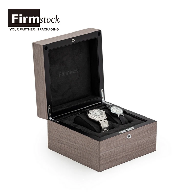 Wooden Luxury Couple 2 slots Watchs And Accessories Custom Uniqe Wrist Gift Mdf Pocket Wood Watch Box