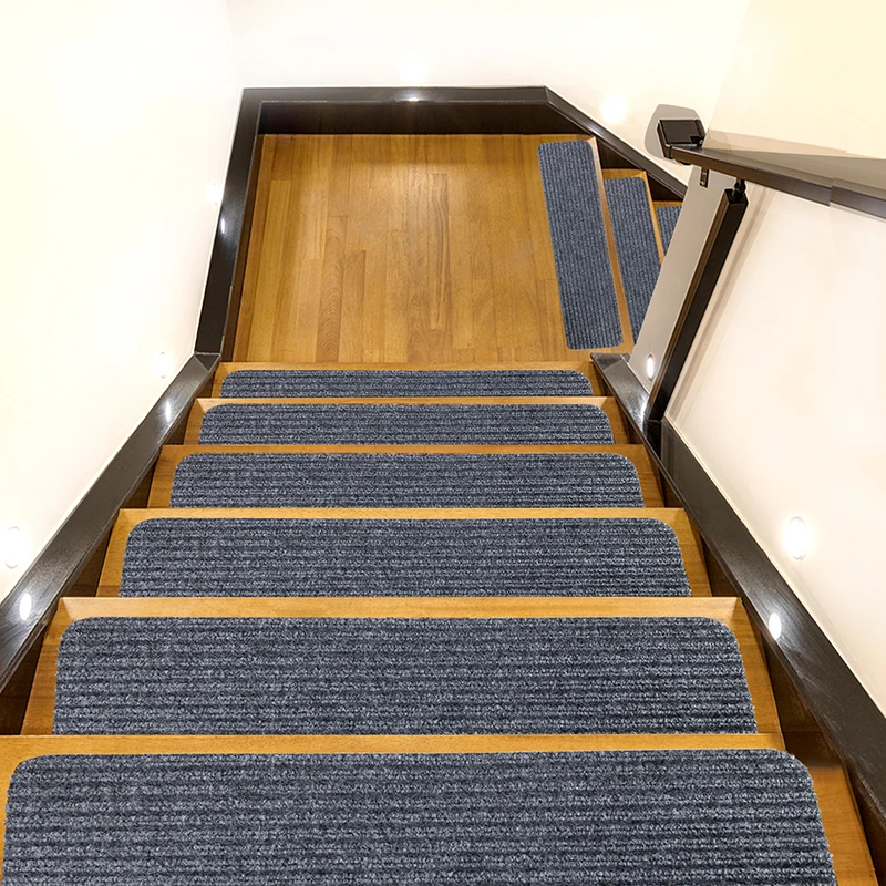 Eco-friendly custom color Latest design Non-Slip Stair Treads Carpet Indoor 15 Pack Stair mats Rugs for Wooden Steps