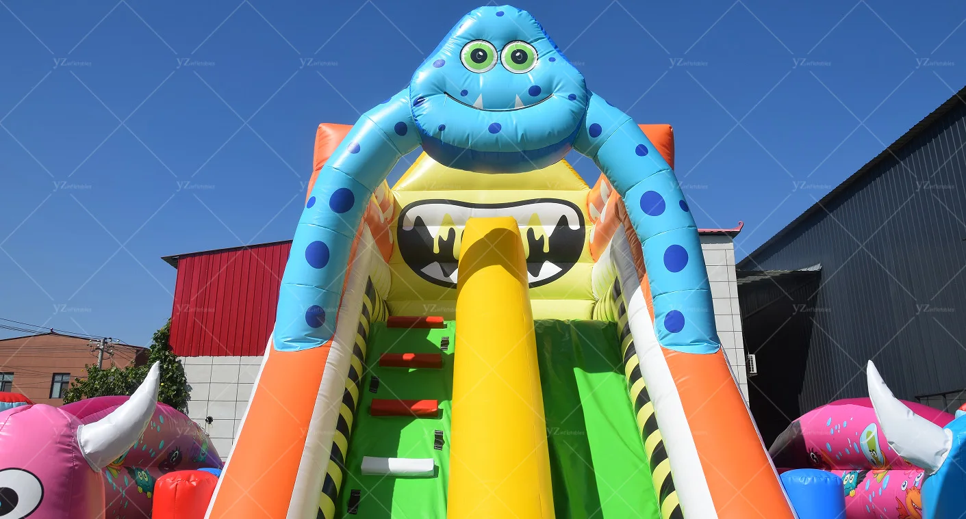 Giant Monster Themed Inflatable Slide for Kids - Perfect Backyard Adventure and Fun Playtime Experience!