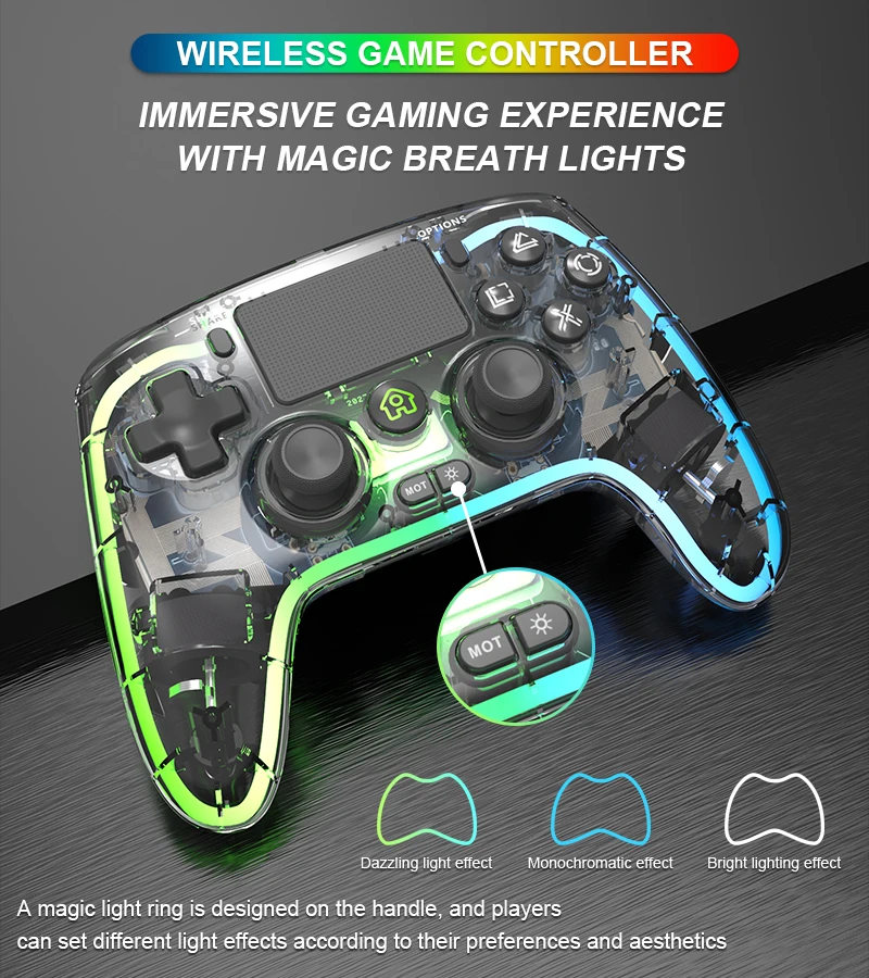 Wireless Controller For Ps4 Jostick Colorful Light Hall Rocker 3D Wireless Game Controller For Ps4 Gamepad Accessories