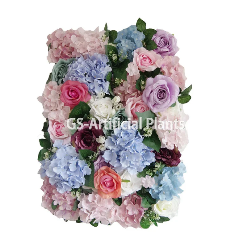 Manufacturer Decorative Pink Wall Rolled Up Artificial Flower Backdrop Stand Wedding