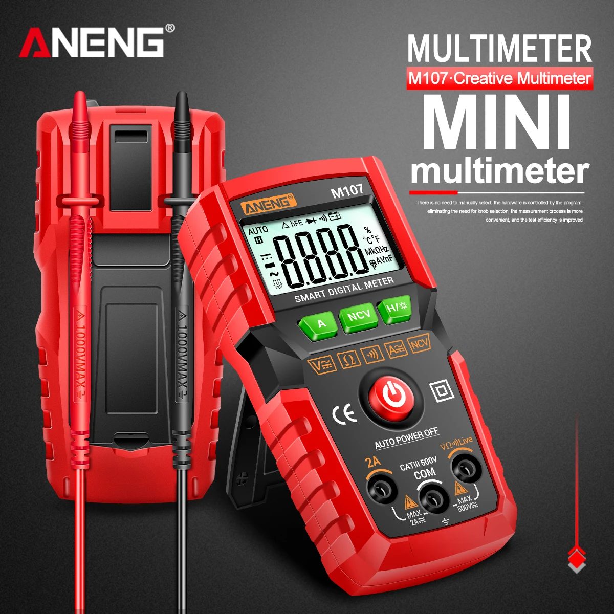 ANENG M107 Mini Digital Multimeter 4000 count Auto tester digital multimeter profesional testeur electrique multimetro test