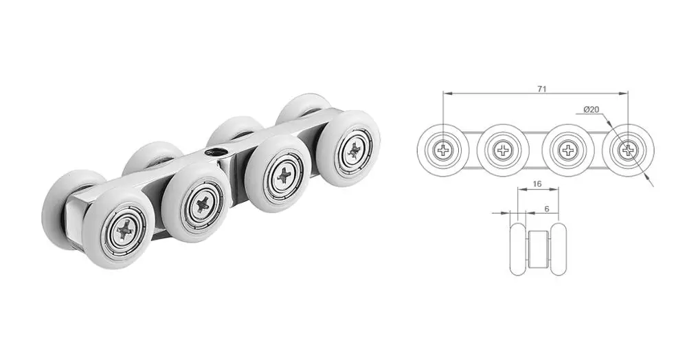 Durable fan shaped shower doors wheel glass shower sliding door pulley stainless steel rail