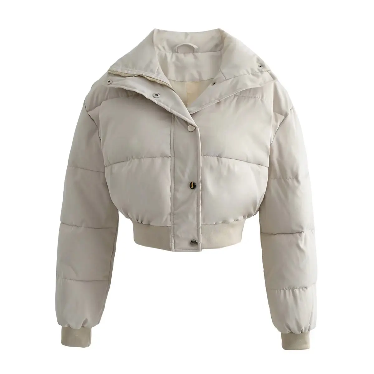 Wholesale Custom Logo Luxury Plain Fashion Thick Cropped Down Coats Plus Size Long Sleeve Zip Sexy Hot Girl Light Puffer Jacket