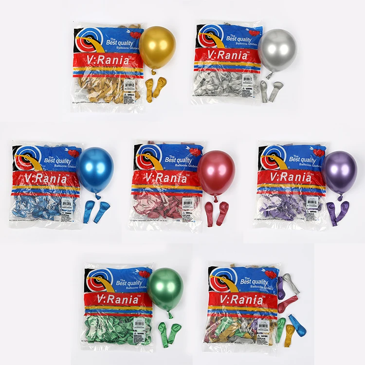 Best quality 5 inch chrome metallic latex balloons for happy birthday wedding decoration