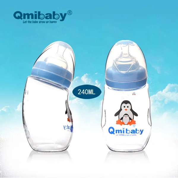 Factory Wholesale Baby Bottle Products Anti Bloating Elbow Curved Heat Resistant Milk Bottle WIth Silicone Nipple