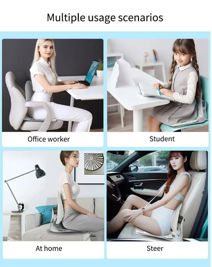 Massage memory foam ergonomic back seat pillow adjustable support lumbar pillows & seat cushions for gaming chair