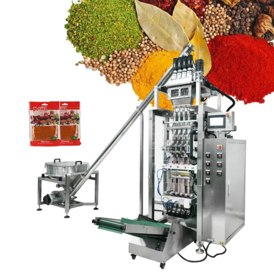 Heavy Weight Seasoning Sachet Packing Machine Multi-Function 4 Lane 6 Lane Spice Flour Gralic Ginger Powder Packing Machine