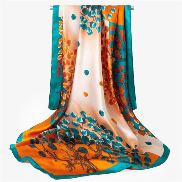 90*90 Luxury Silk Material Brand Letter C Style New Current Long Summer Scarves For Women