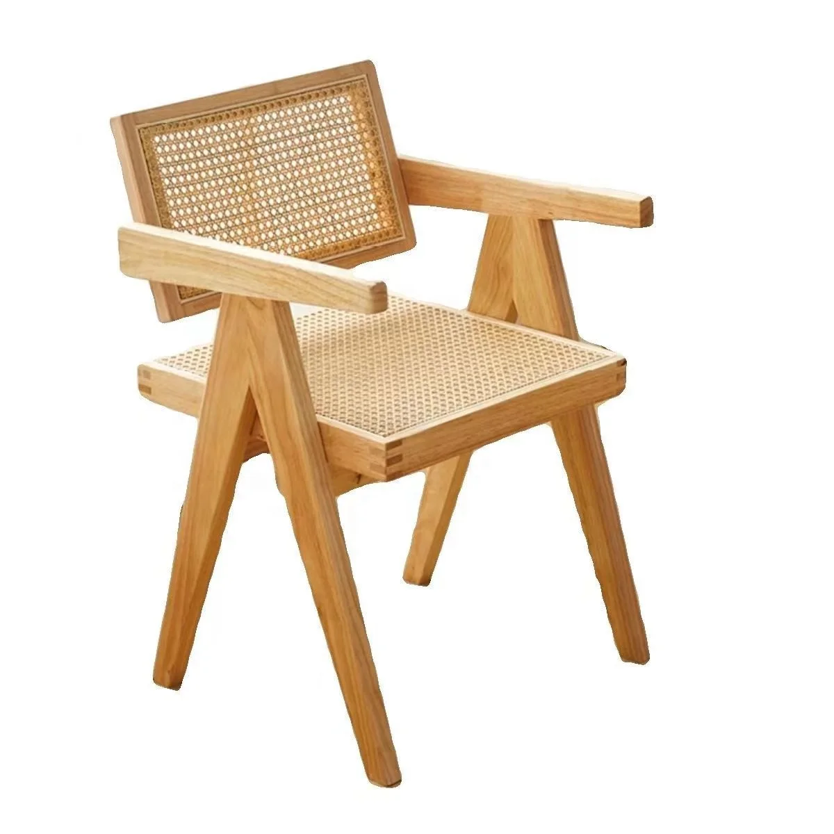 Nordic solid wood frame rattan backrest and chair Dining chair Dining table chair