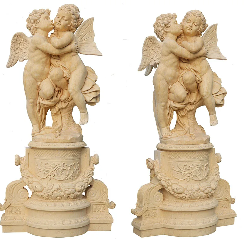 Natural beige color marble statue, angel baby statue sculpture