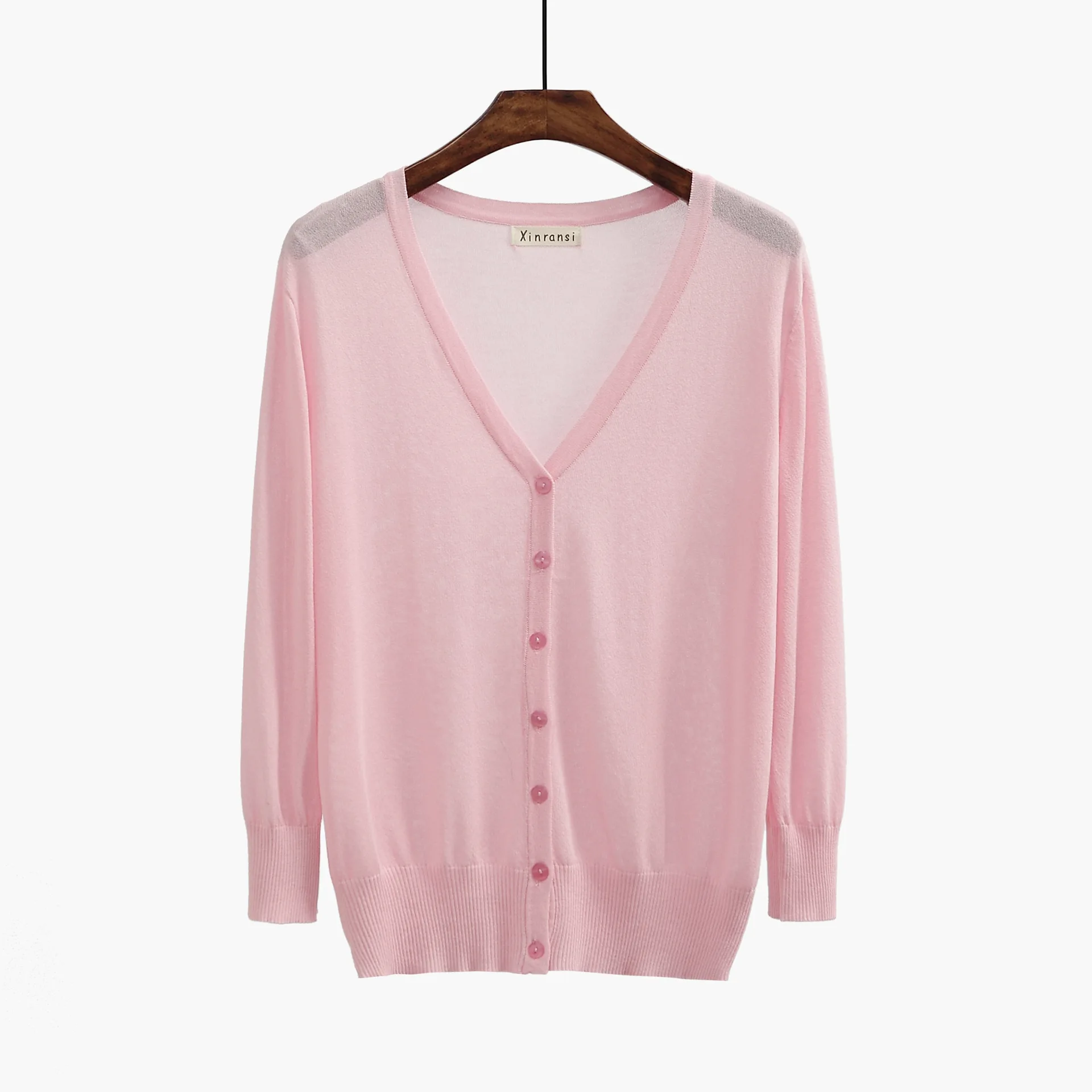 
Breathable Ladies Thin Sweater Womens Blue Buttoned Spring Cropped Cardigan 