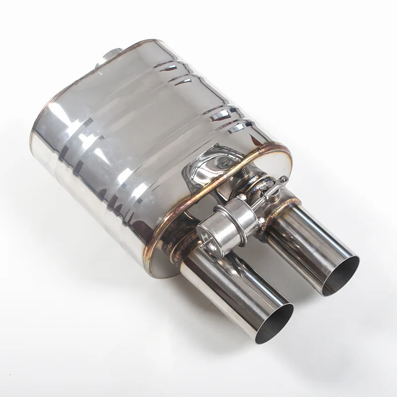 Auto refit exhaust pipe valve 63mm universal car vacuum H style valvetronic muffler 2 outlet exhaust silencer electric valve