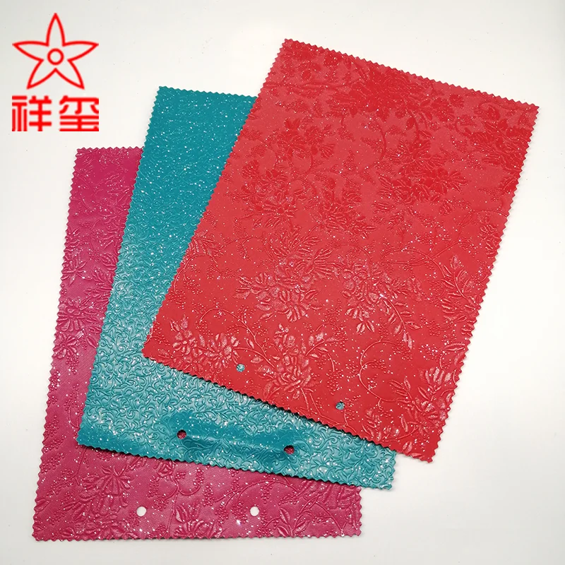 Factory Direct Sale ECO-Friendly New Design Glitter Fabric Decorative Leather For Making Bag  Upholstery