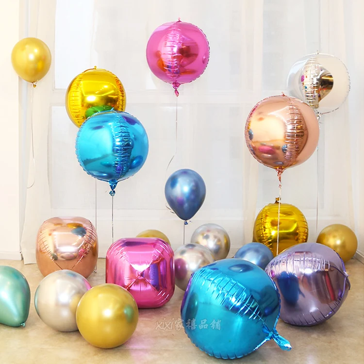 Wholesale 22inch 4d Foil Disco Football Basketball Earth Balloon Gradient Solid Plain Foil Balloon