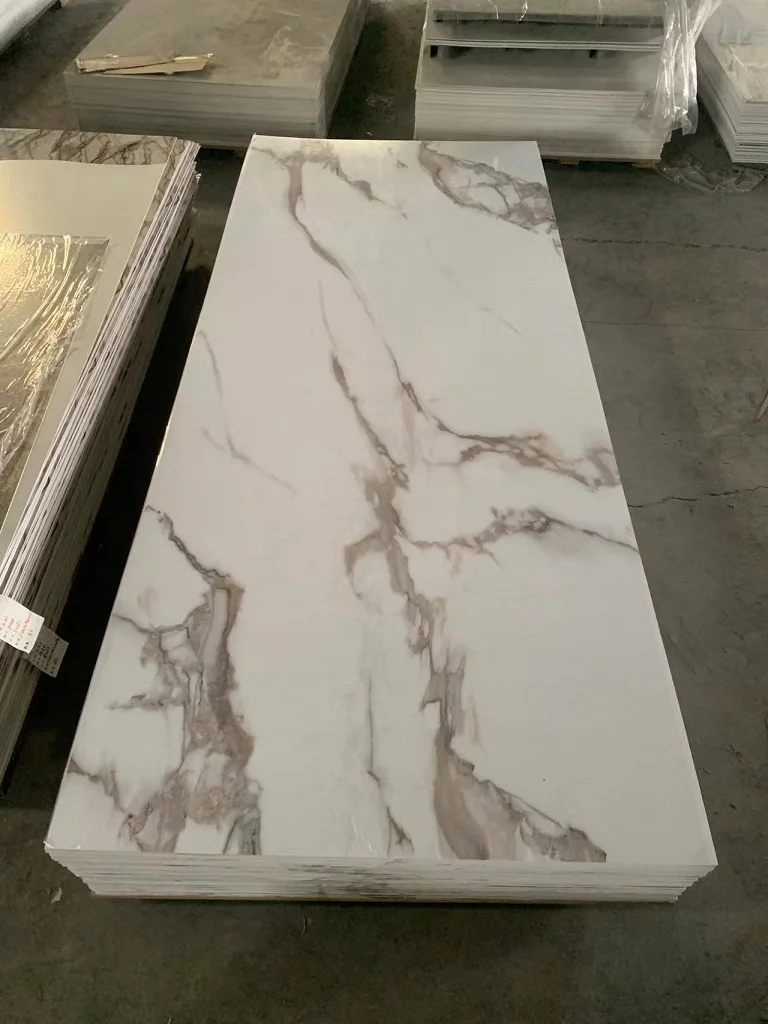 High Glossy 2024 Modern Style 1220*2440 mm UV Board White Marble Wall Panel for Background Wall decoration