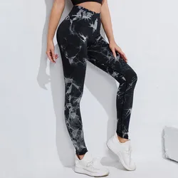 Suppliers Custom Sport Pants Women Fitness Seamless High Waisted Gym Hip Lifting Tie Dye Yoga Pants Leggings