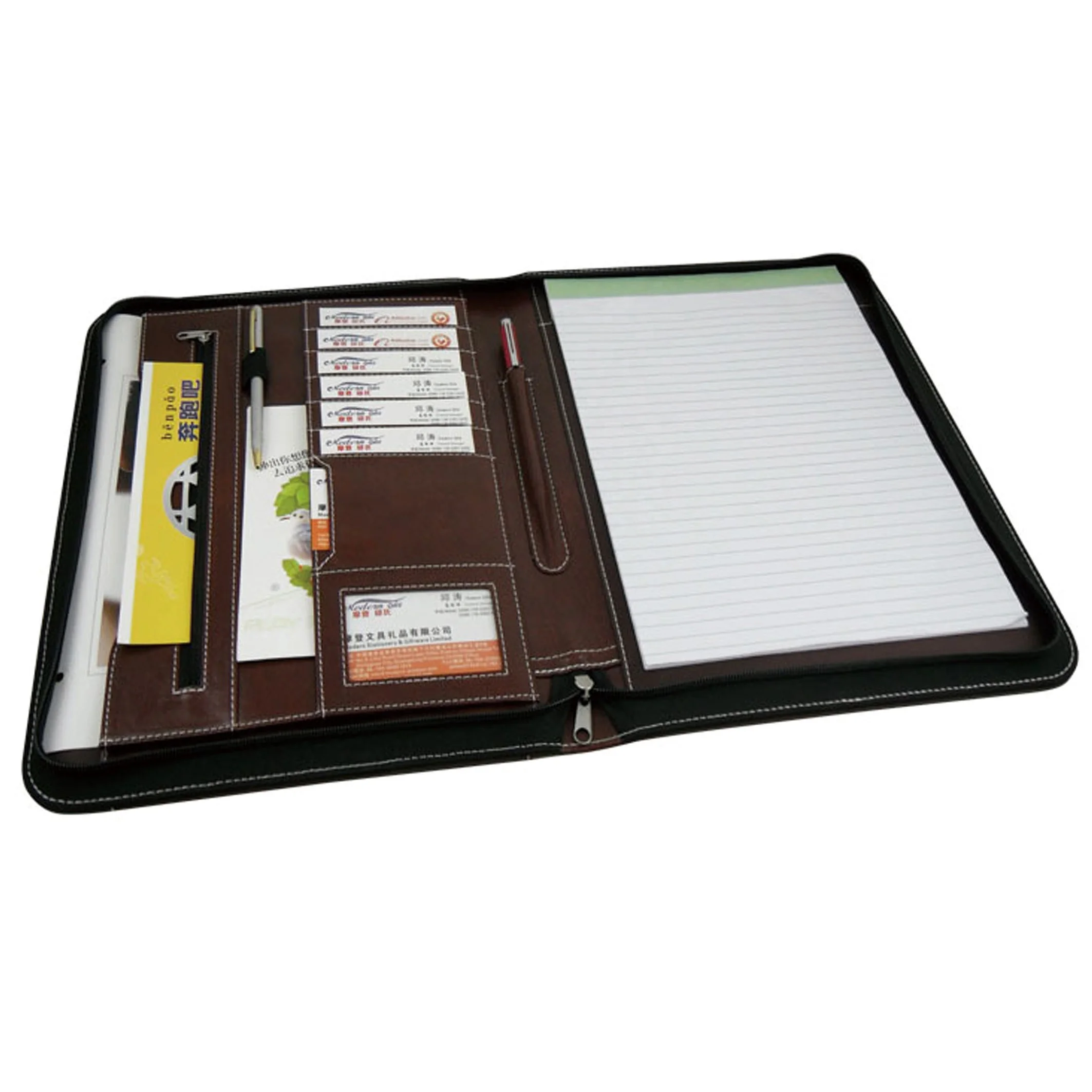 
Customized A4 Size Zip Expanding Leather Portfolio File Folder 