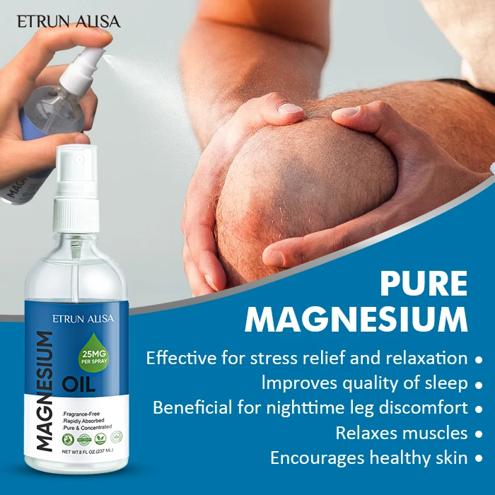 ETRUN ALISA Private Label Organic Foot Body Magnesium Oil Chloride Absorption Therapy Massage Pain Relief Body Oil