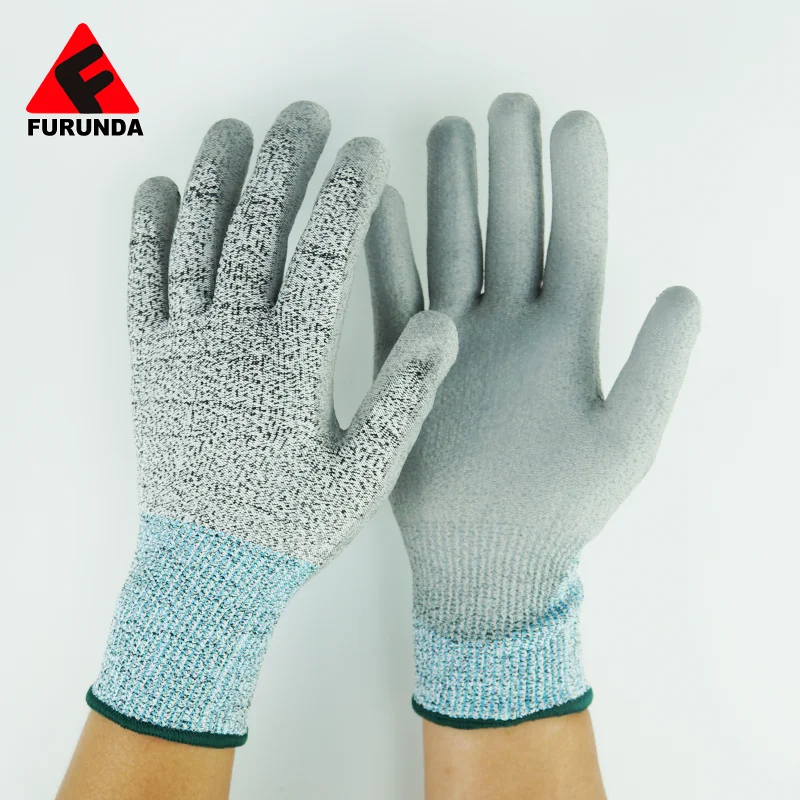 Cheap Durable Antistatic Anti Cut Work Gloves Pu Coated Safety Gloves Palm Coating Anti-Cut Gloves