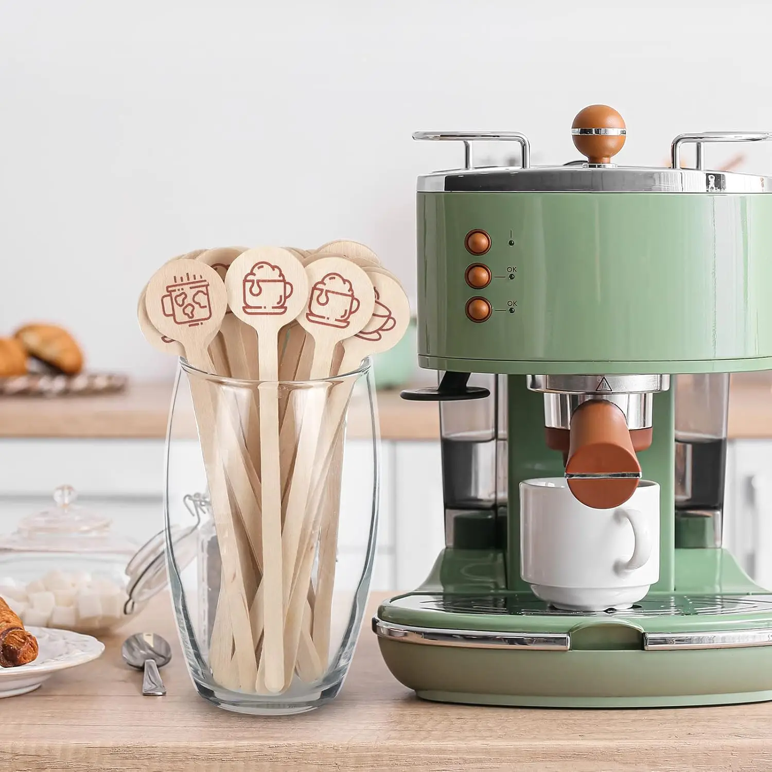 YDS Wooden Coffee Stirrer 6 Inch Disposable Wooden Cocktail Drink Stirrers Beverage Coffee Stir Sticks