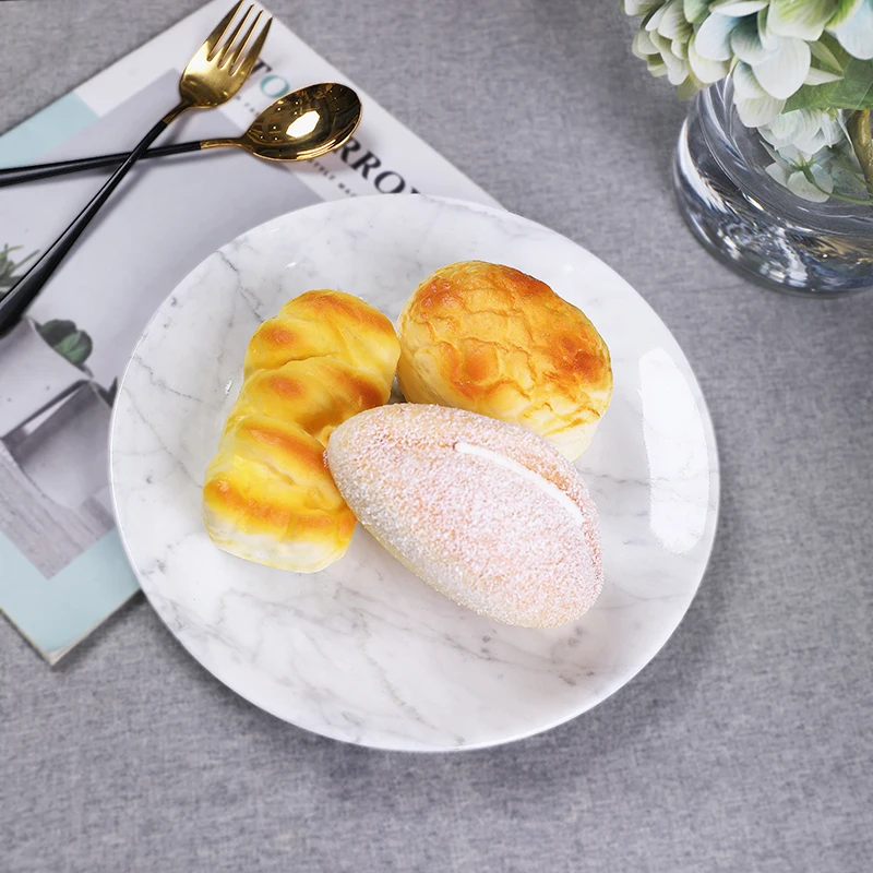 stonekocc Brand Customized Creative Natural Marble Fruit Nordic Circular Decoration Commercial Western Restaurant Steak Tray