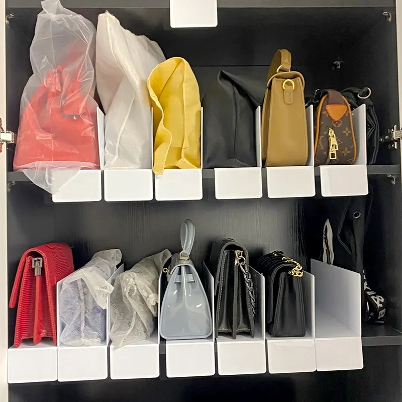 Bookshelf Separator Adjustable Clear Plastic Shelf Divider Closet Insert Purse Organizers for Handbags