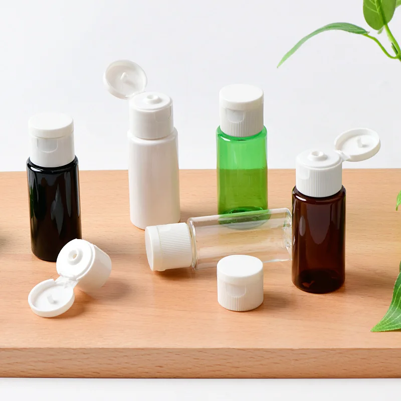 Dispenser Lotion Squeeze Clear Matte Color 15ml Screw Neck Flat Shoulder Plastic Flip Top Bottle