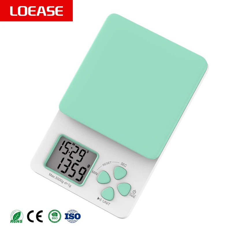 loease Guangdong zhongshan Custom plastic surface 5kg or 3kg or 1kg food  model K77 white color kitchen scale nutrit