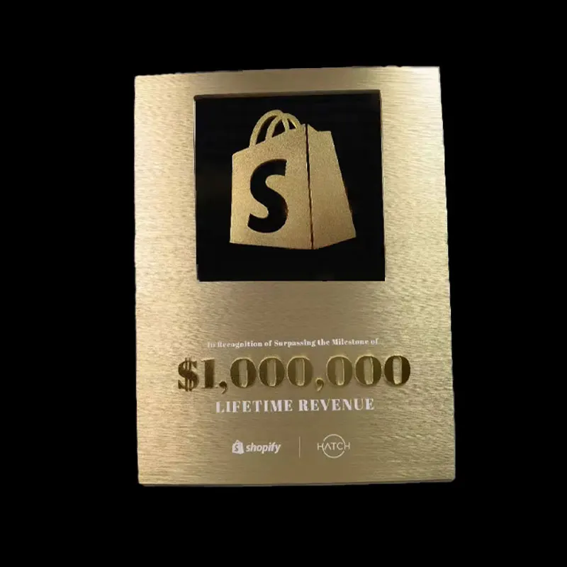 Customized Logo shopify YouTube Play Button Metal Award Aluminium Medal and Plaque for Insurance for End Users