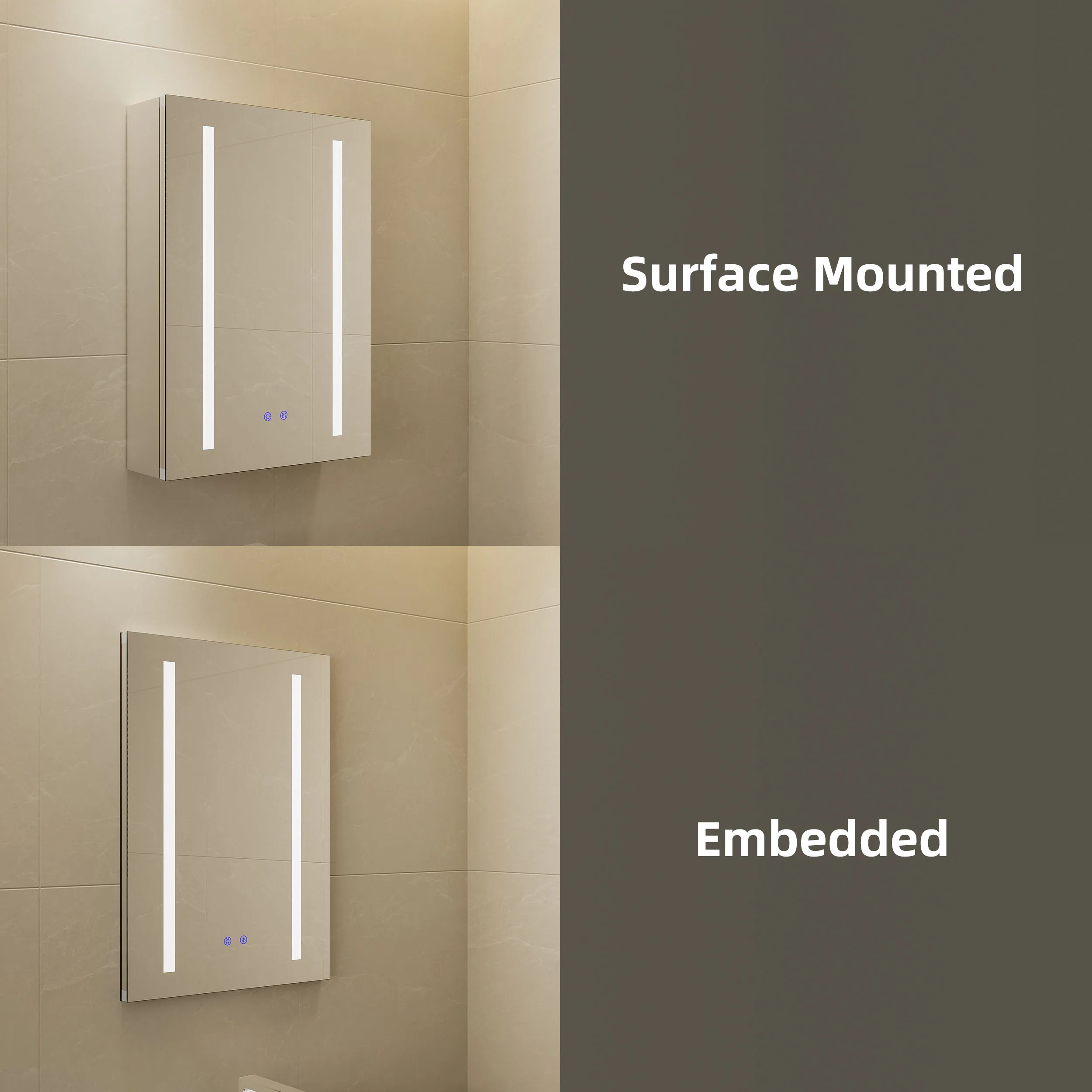 Adjustable Shelf Modern Wall Mounted Defogger Smart Vanity Led Medicine Storage Bathroom With Light Toilet Mirror Cabinet