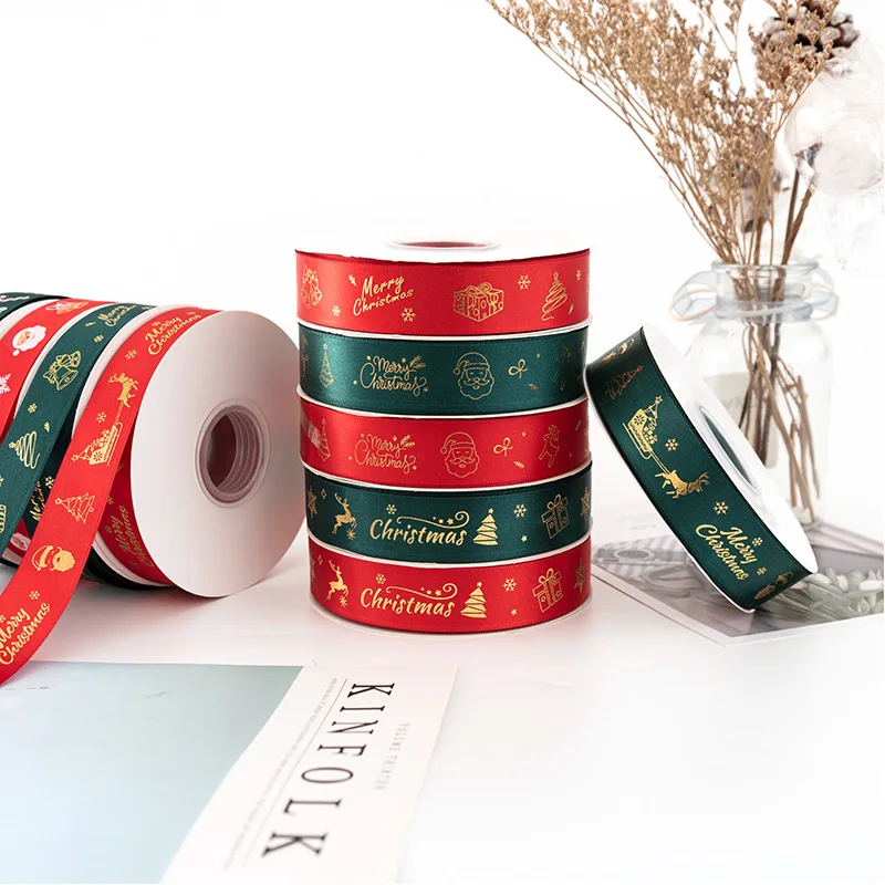 Polyester manufacturer christmas sparkle craft gift glitter satin ribbon for party decor