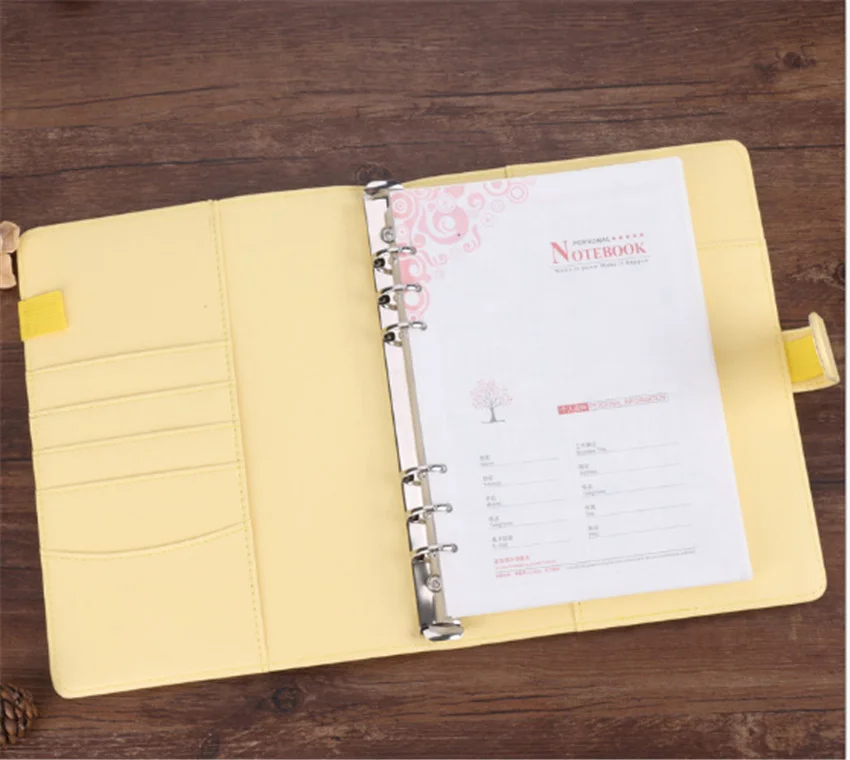  Цена по прейскуранту завода A5 A6 PU кожаный переплет Бизнес дневник планировщик Обложка для ноутбука Макарон спиральный с 6 кольцами