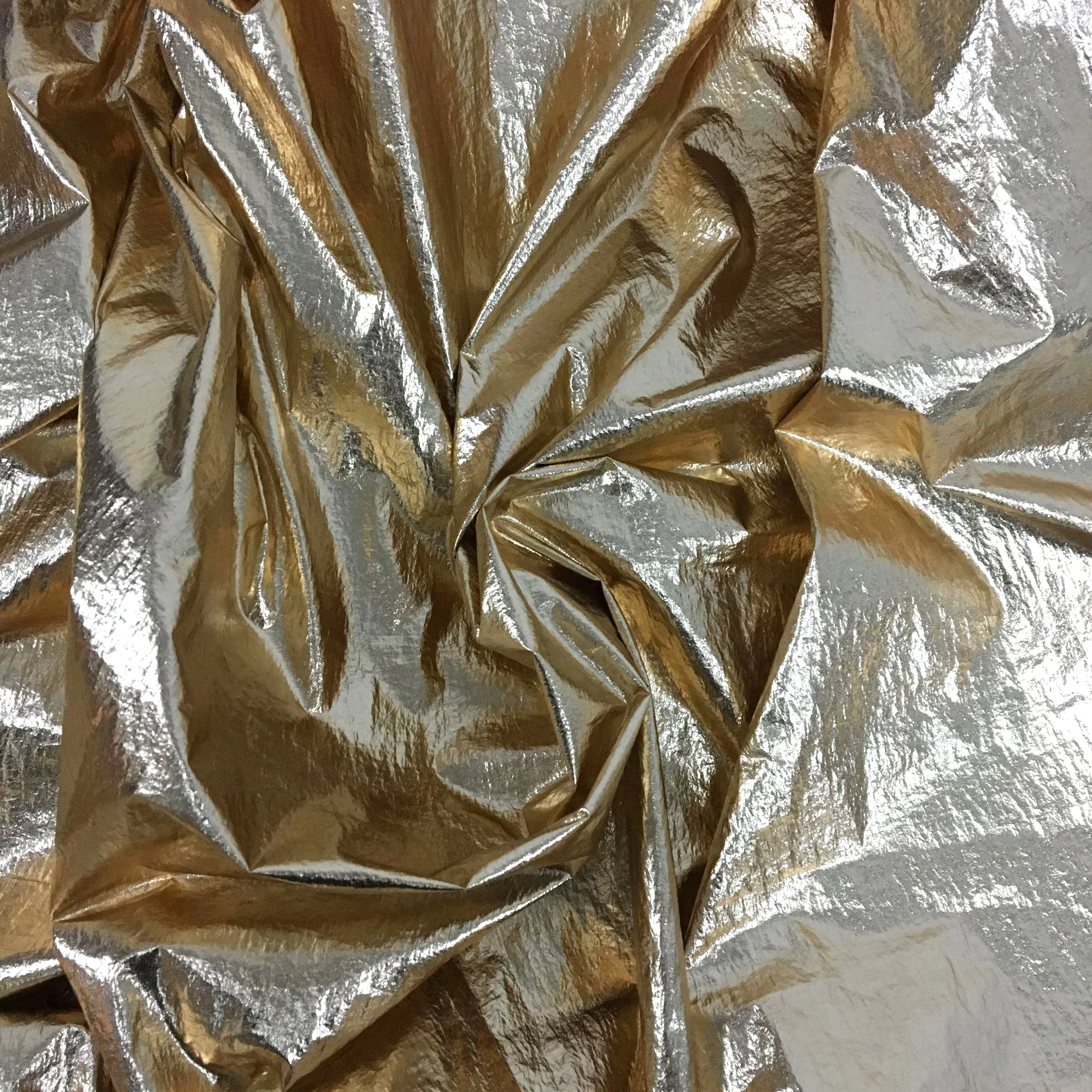 20D nylon 380T wrinkle taffeta golden bronzed PU silver shiny coating glossy fabric waterproof for down jacket &coat bag cloth