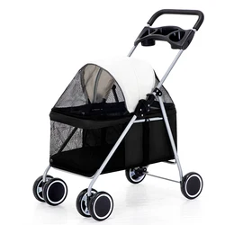 Outdoor  Wholesale Luxury  Pet Stroller 4 Wheels Pet Carrier Trolley Travel Carriage Cat Dog