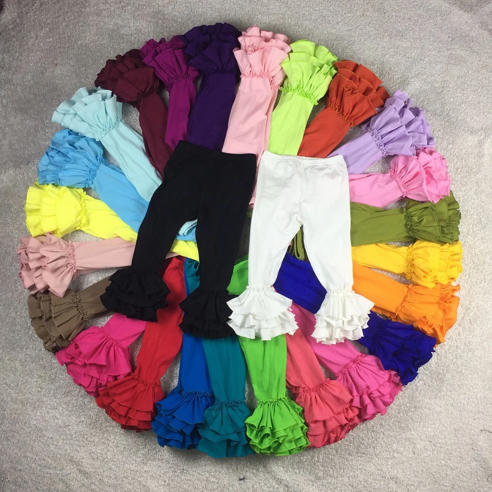 High Quality Baby Cotton Leggings Fall Winter Toddler Girls Solid Icing Ruffle Pants For Kids