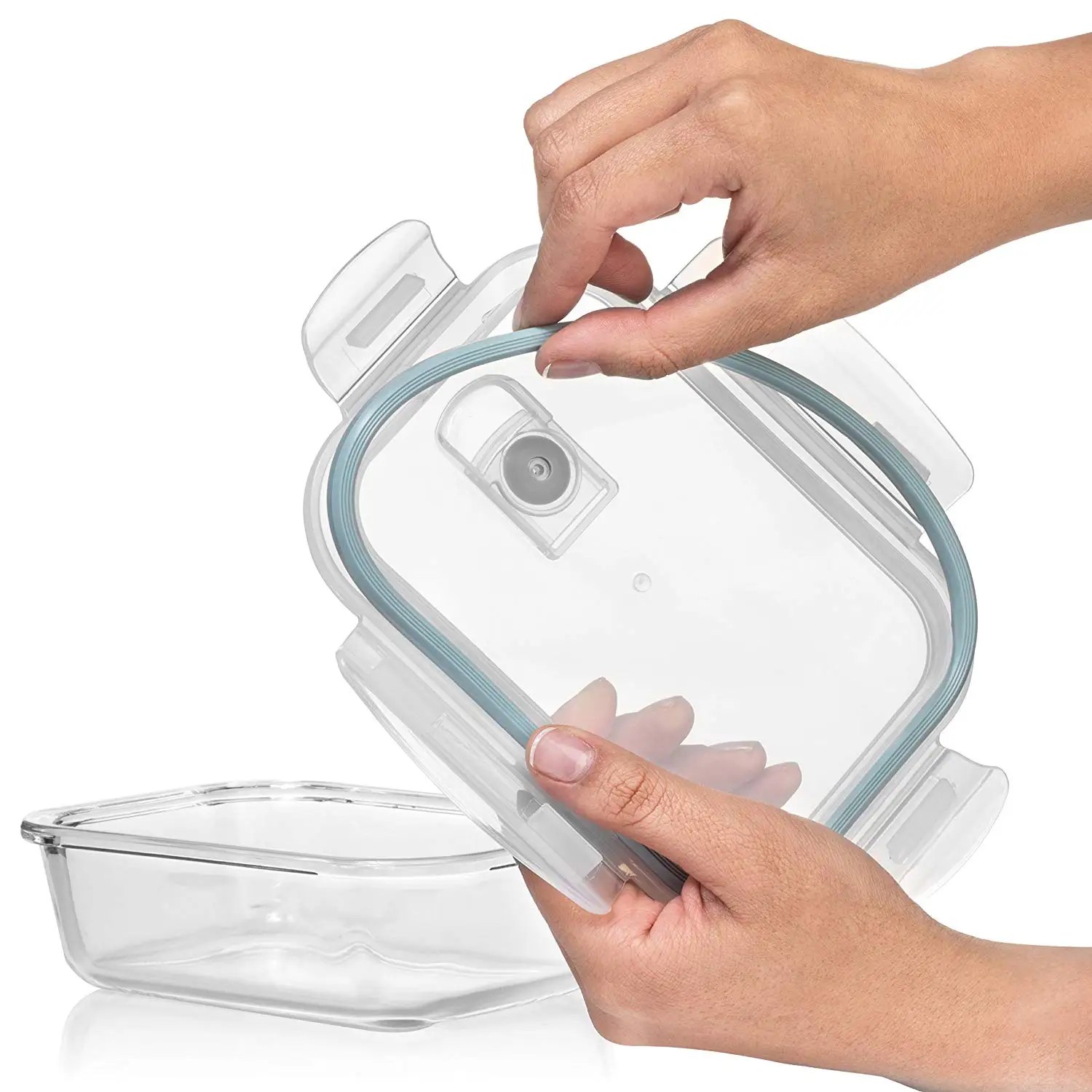 Multifunctional borosilicate food storage container  grade glass compart lunch box  with lid take away