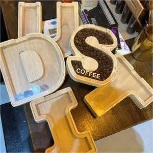 Hot Sale Piggy Money Safe Coin Bank Wood letter piggy bank money boxes Wooden Piggy Bank