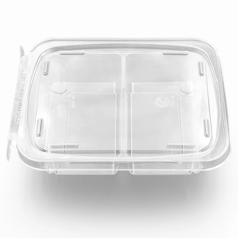 Wholesale food container portable takeaway salad transparent plastic packaging clamshell boxes with tear strip