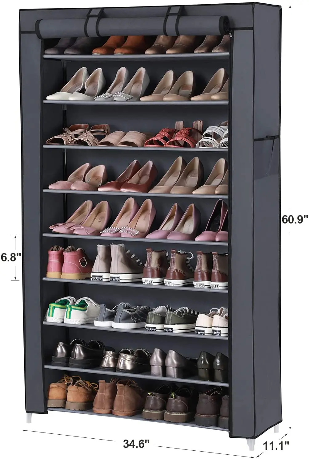 10 ярусов стойка для обуви С Пылезащитным чехлом шкаф для хранения обуви Органайзер для шкафа